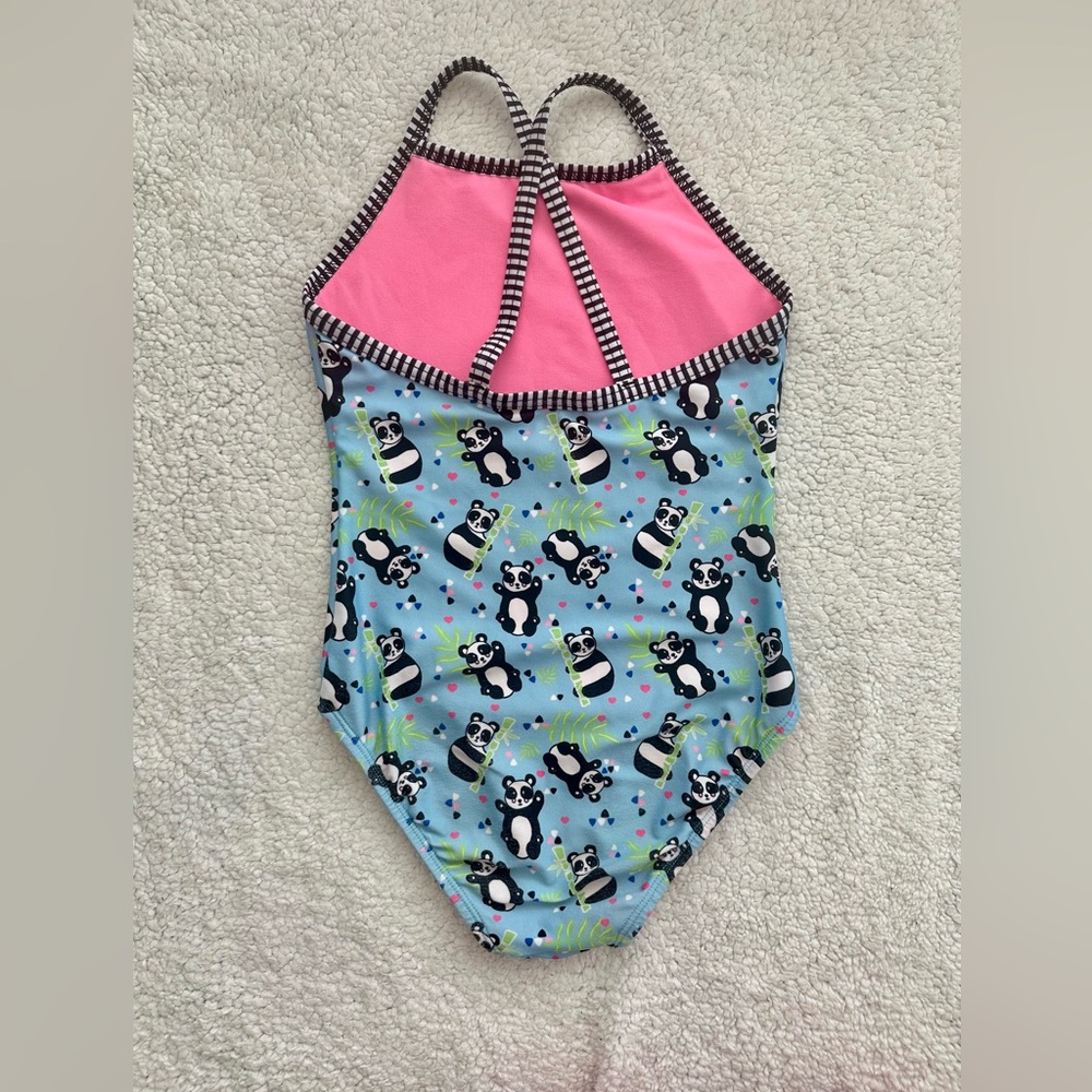 Girls Uglies by Dolfin Swimwear Size 14 One Piece Swimsuit Blue Panda Pattern - Picture 3 of 5